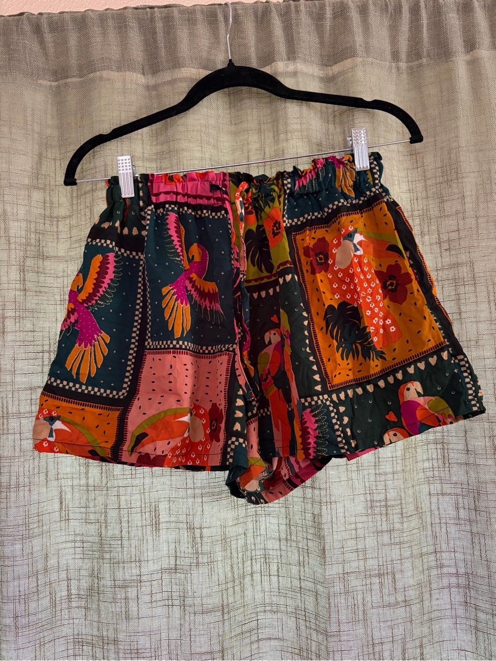 Live 4 Truth High-Waist Parrot Patchwork Shorts - Green, Pink, Orange
